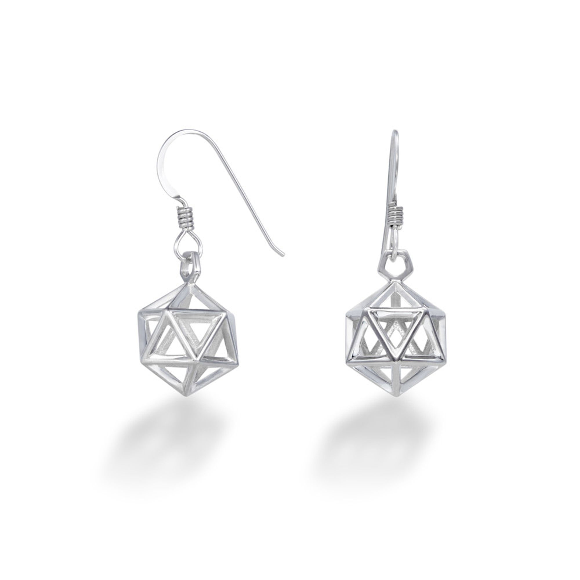 A photo of our D20 Earrings.