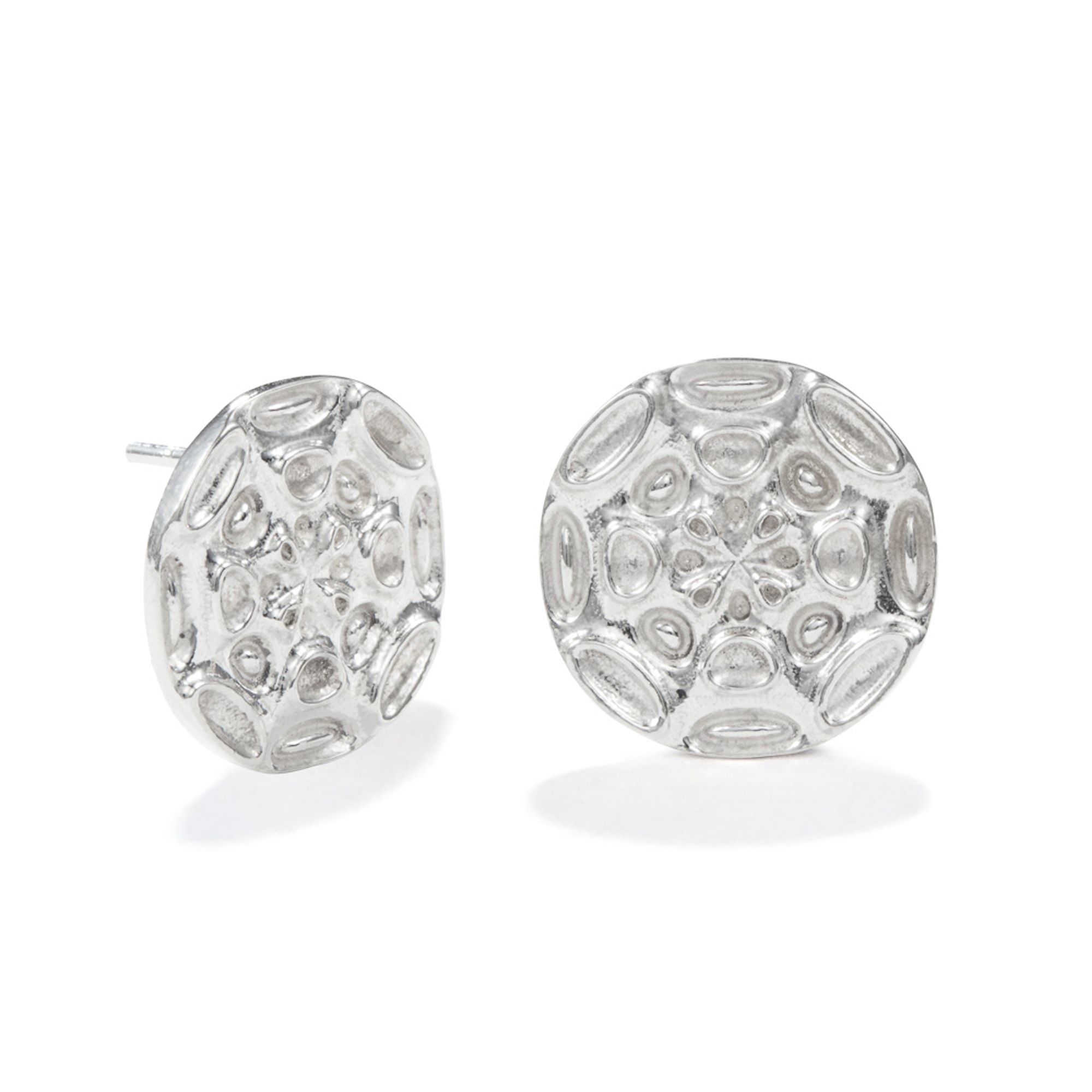 A picture of our Moonscape stud earrings. Not actual moonscapes, but moonscape inspired.