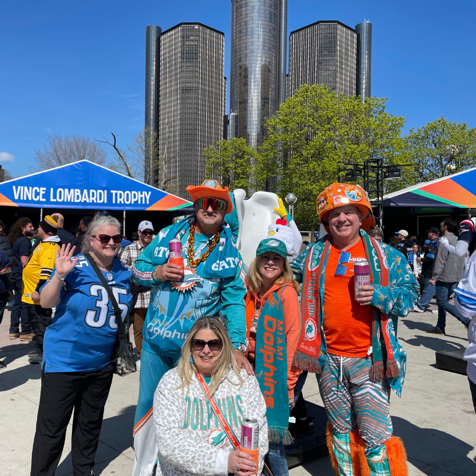 Emily with random Dolphins superfans