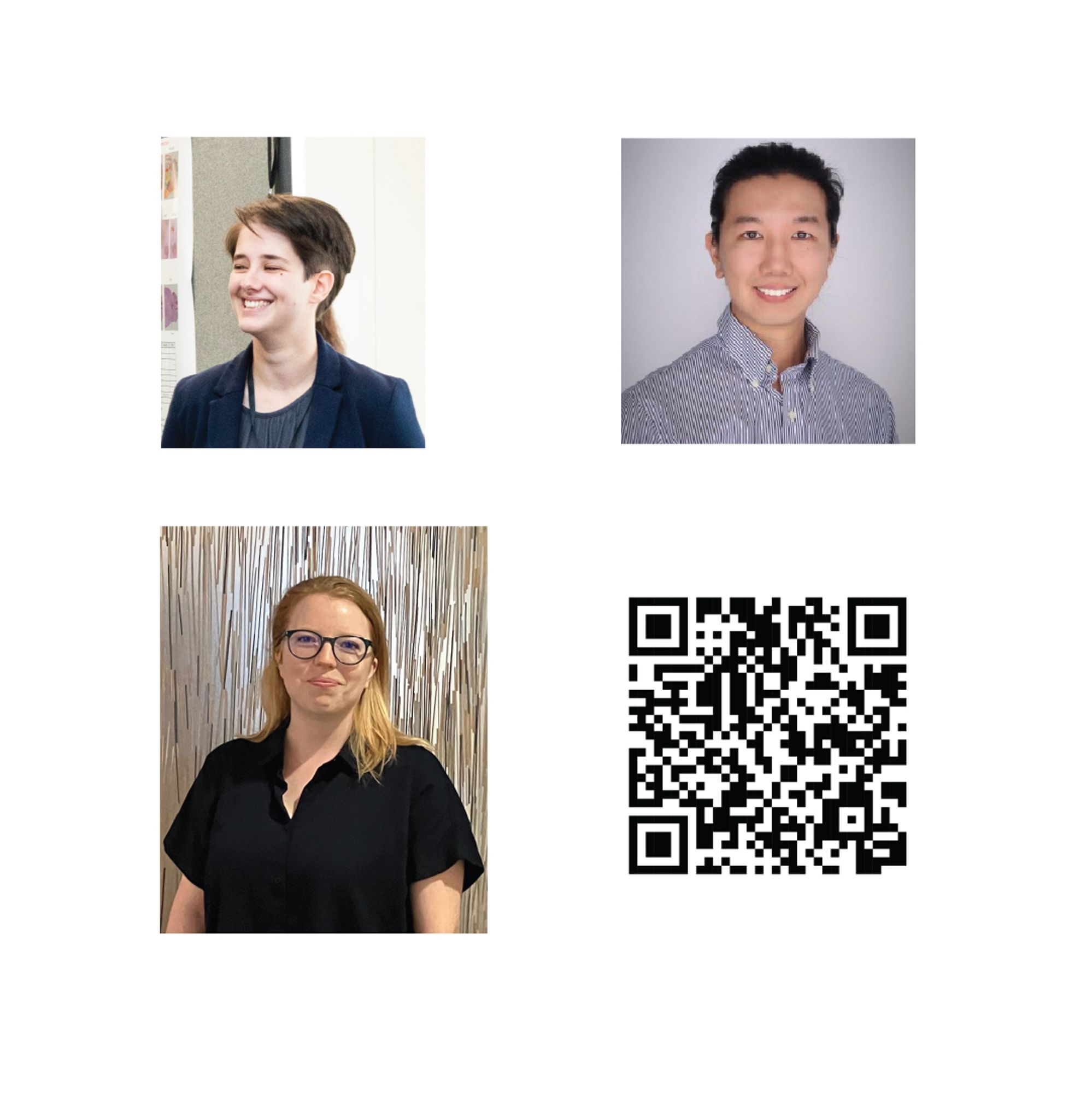 Headshots of Megan Jones (top left), Kaidi Kang (top right), and Lisa Levoir (bottom left), plus QR code to announcement of 2024 student award winners at https://www.vanderbilt.edu/biostatistics-graduate/2024/09/2024-graduate-program-awards/