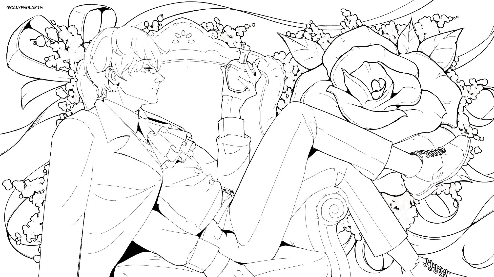 The lineart from the same illustration.