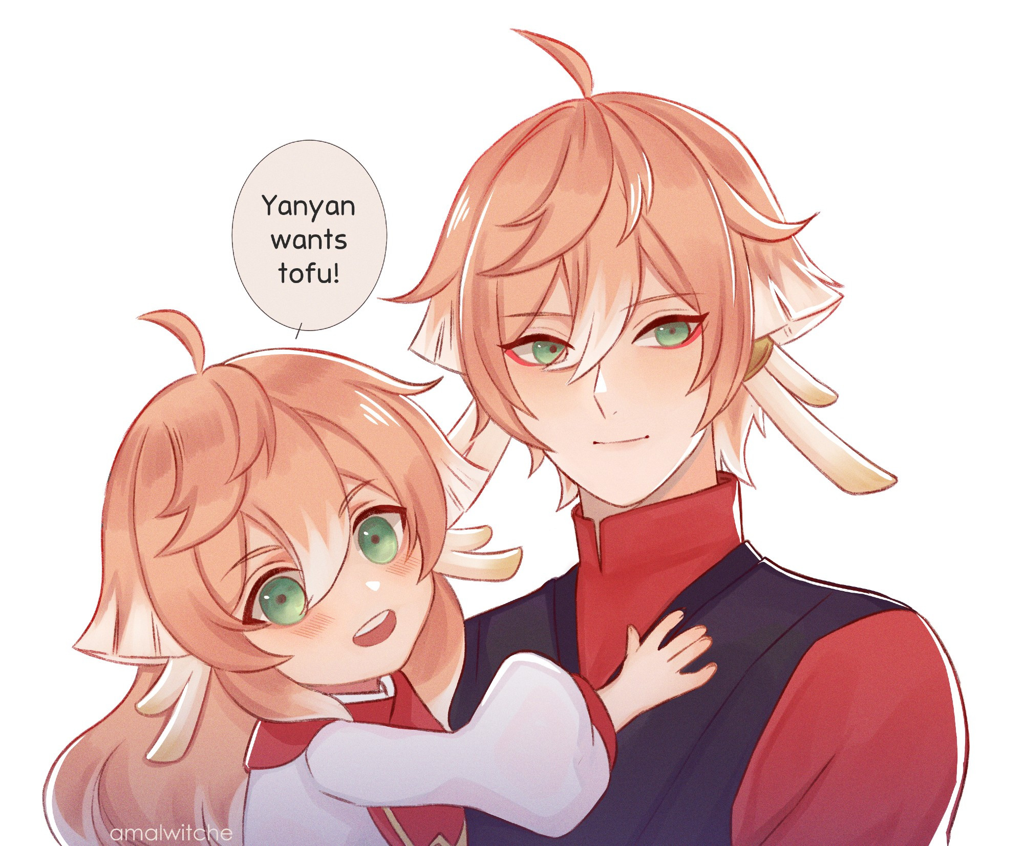 Yanfei with her (OC design) dad fanart