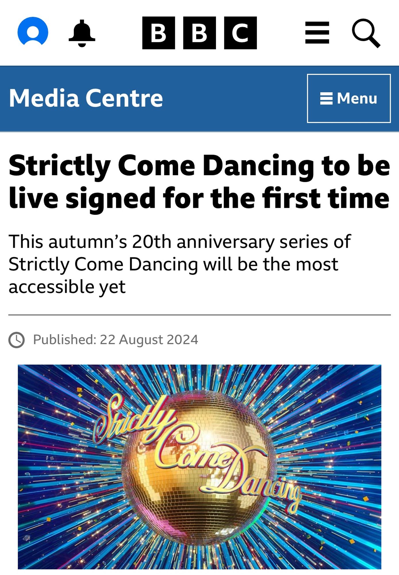 BBC Press Release: Strictly Come Dancing to be live signed for the first time