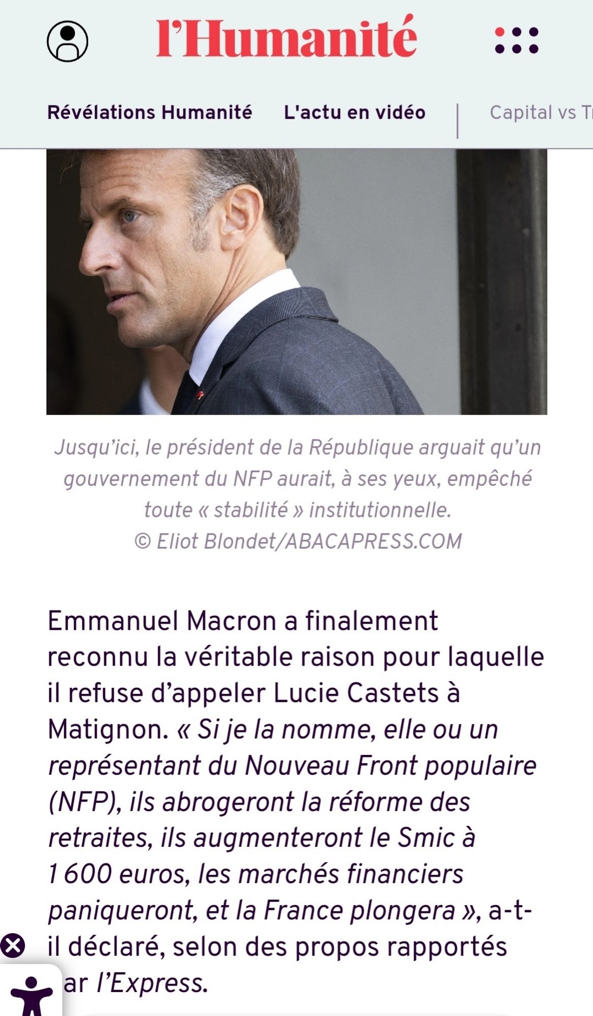 Macron ne veut pas de Lucie Castet car il refuse qu'elle fasse des réformes sociales