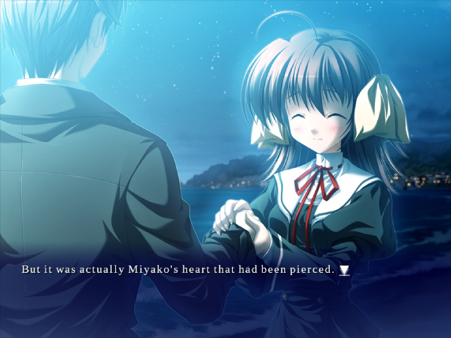 [text]
but it was actually miyako's heart that had been pierced.