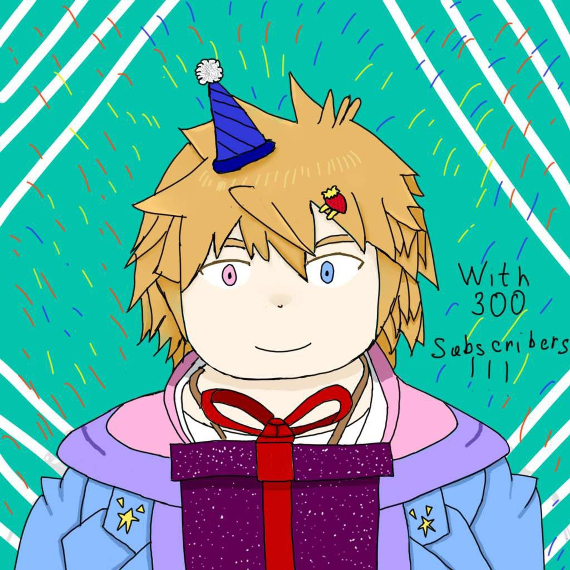 Shoto-kun celebrating his 300 subscribers on his channel!

チャンネル登録者数300人を祝う松濤くん！