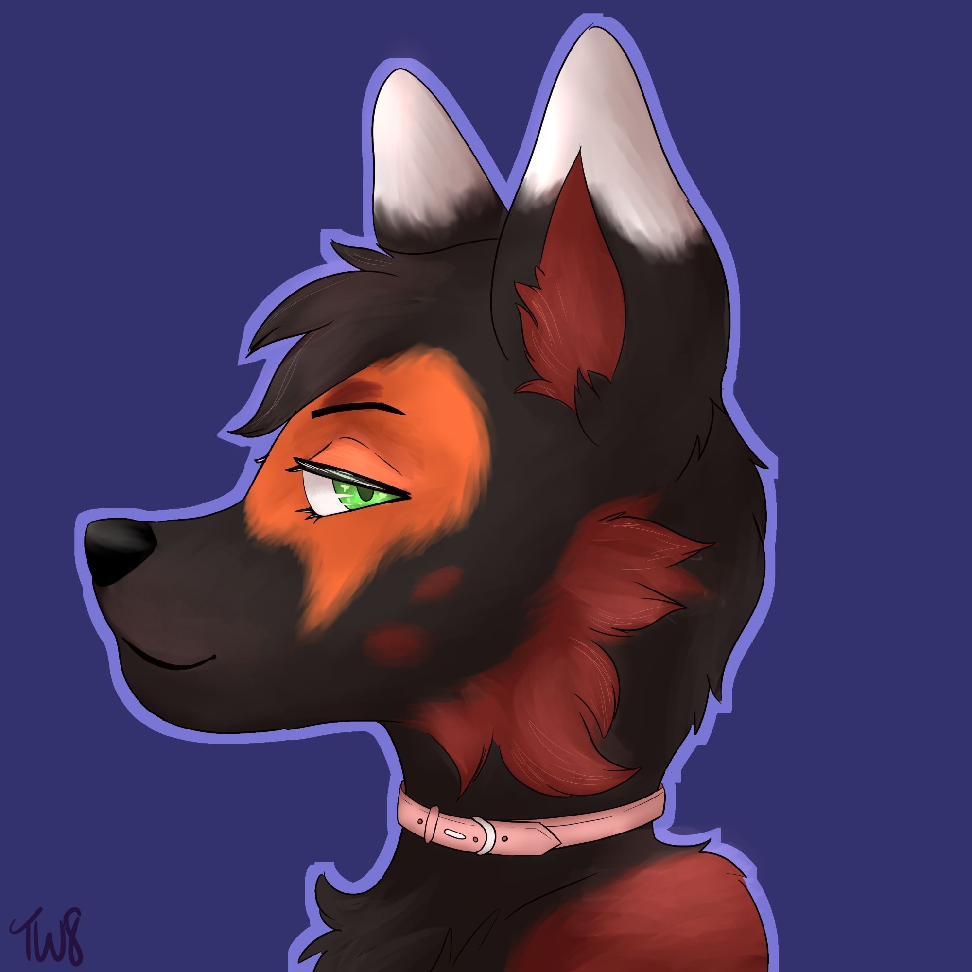 Mixed fox anthro character side profile