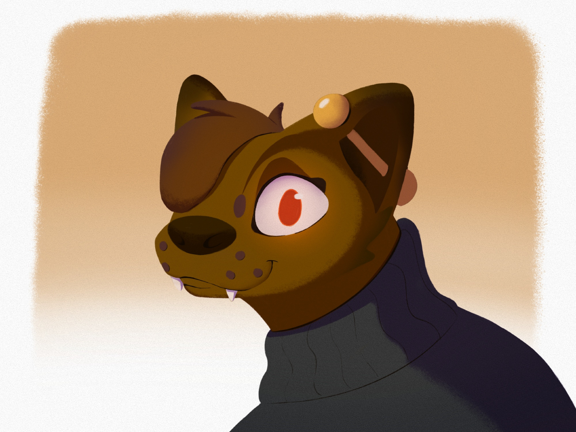 An anthro pine marten in a big comfy turtleneck