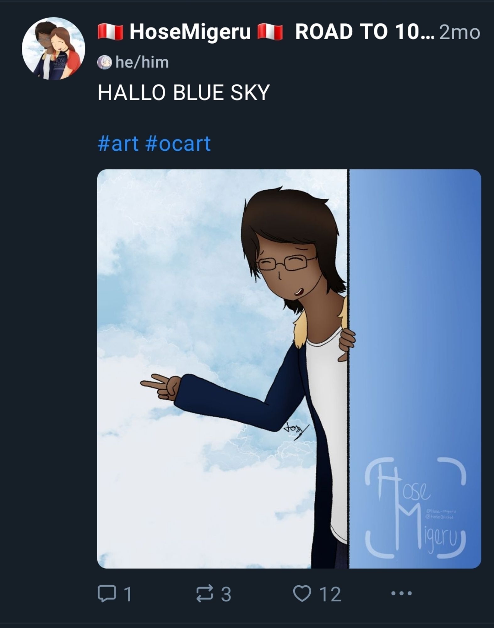 A screenshot showing showing how his third most popular post is his first post on Blue sky of him saying hallo to everyone.