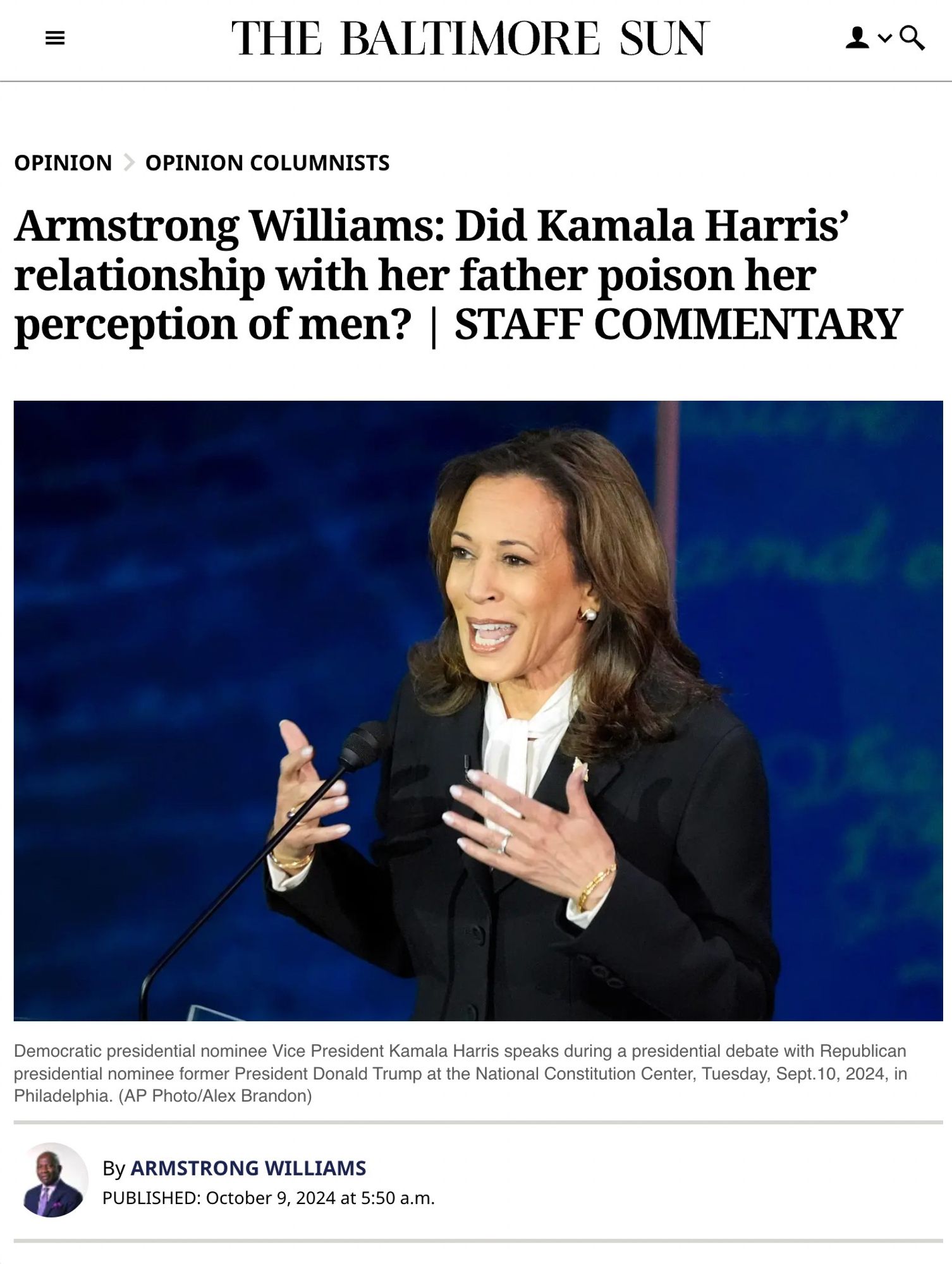 Armstrong Williams: Did Kamala Harris’ relationship with her father poison her perception of men?