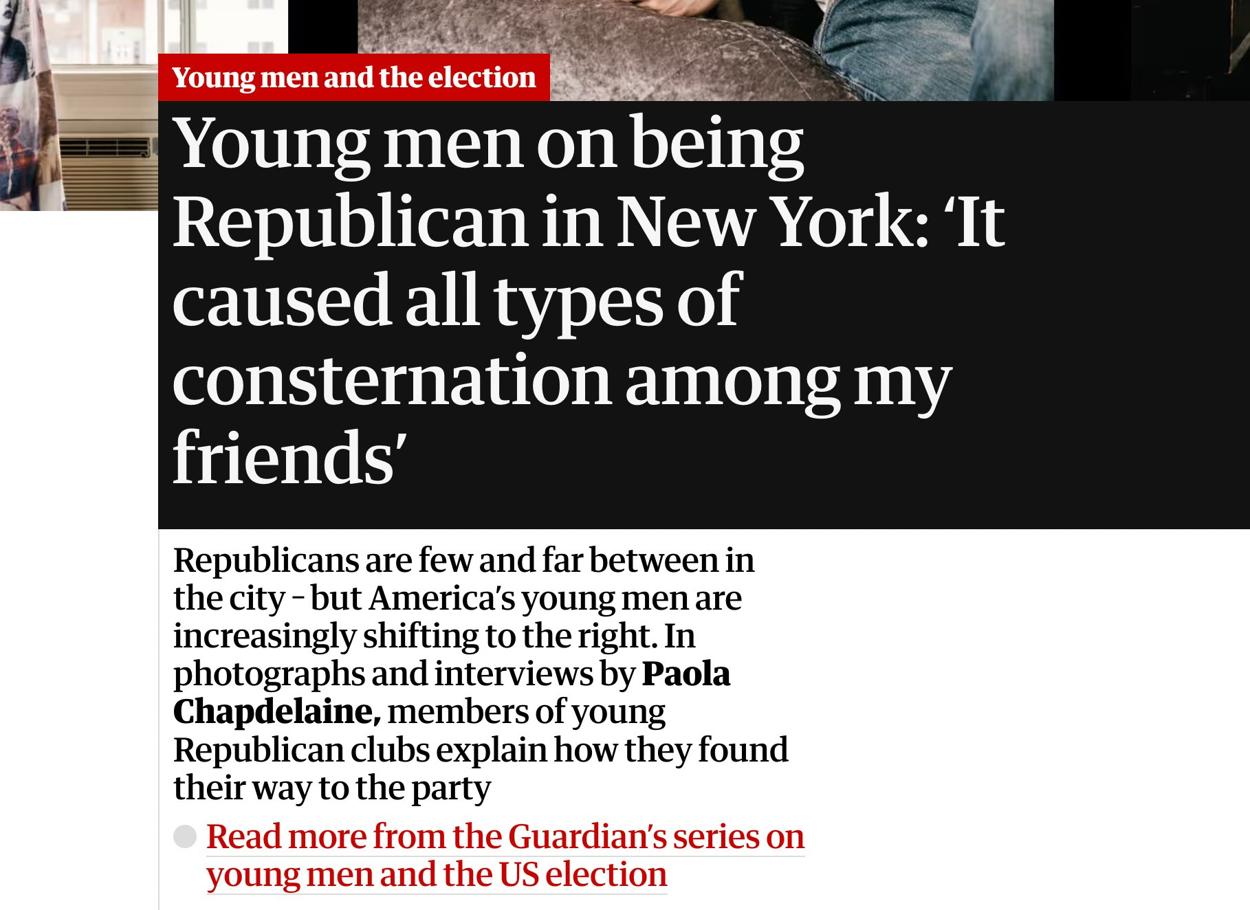 Young men on being Republican in New York: ‘It caused all types of consternation among my friends’
