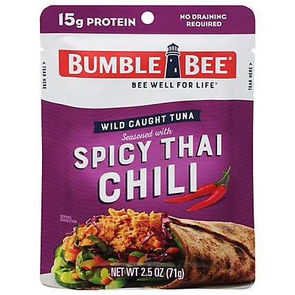 A packet of Bumble Bee Spicy Thai Chili tuna