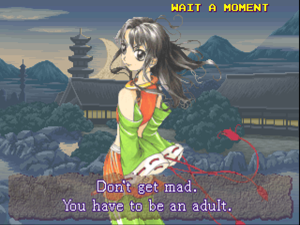 Screenshot from the arcade game Landmaker (Builders Block)

Text reads: Don't get mad. You have to be an adult.