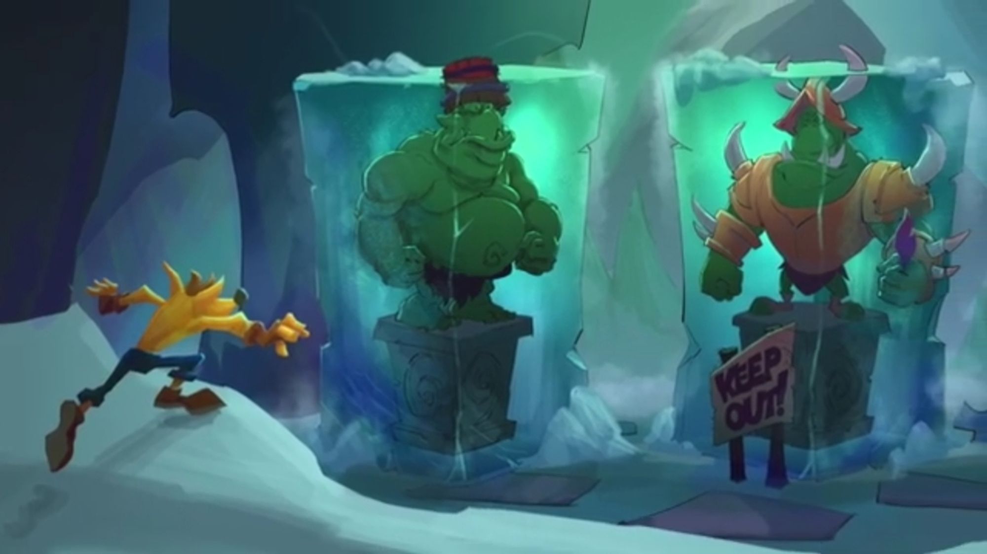 Crash Bandicoot sees frozen Gnorc and Gnasty Gnorc (from Spyro series) as a cameo or an Easter egg from Xbox-Activision's Crash Bandicoot 5 Cancelled developed by Toys for Bob, produced by Activision and published by Xbox Game Studios.