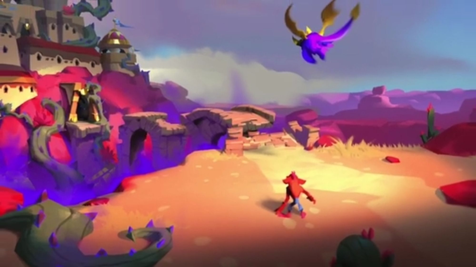 Crash Bandicoot and Spyro the Dragon are adventuring together from Xbox-Activision's Crash Bandicoot 5 Cancelled developed by Toys For Bob, produced by Activision and published by Xbox Game Studios.