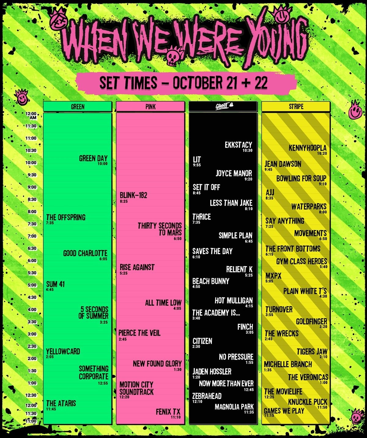 The schedule for when we were young fest 2023