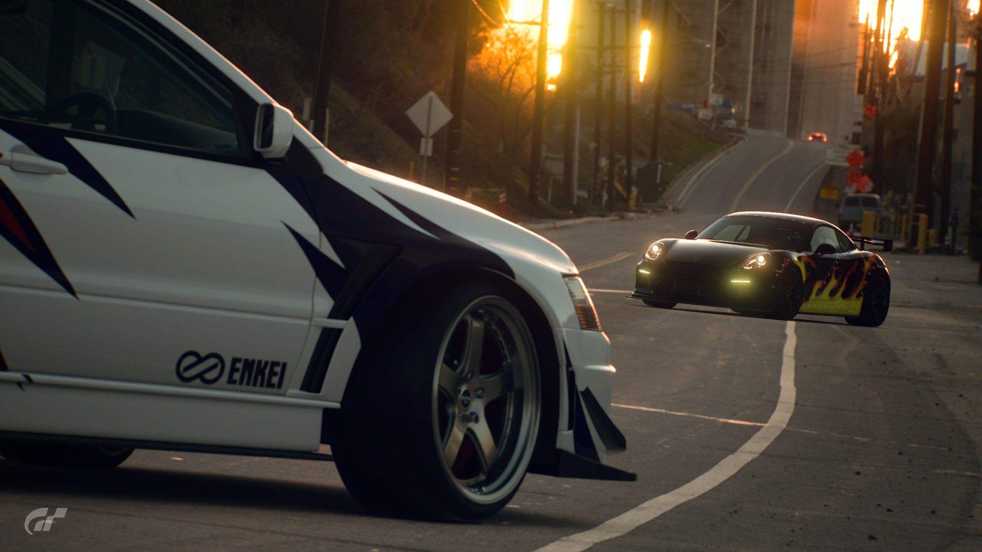 2004 Mitsubishi Lancer Evo VIII and 2016 Porsche Cayman GT4 in Gran Turismo 7

Recreation of Earl's pre-race intro from Need for Speed: Most Wanted