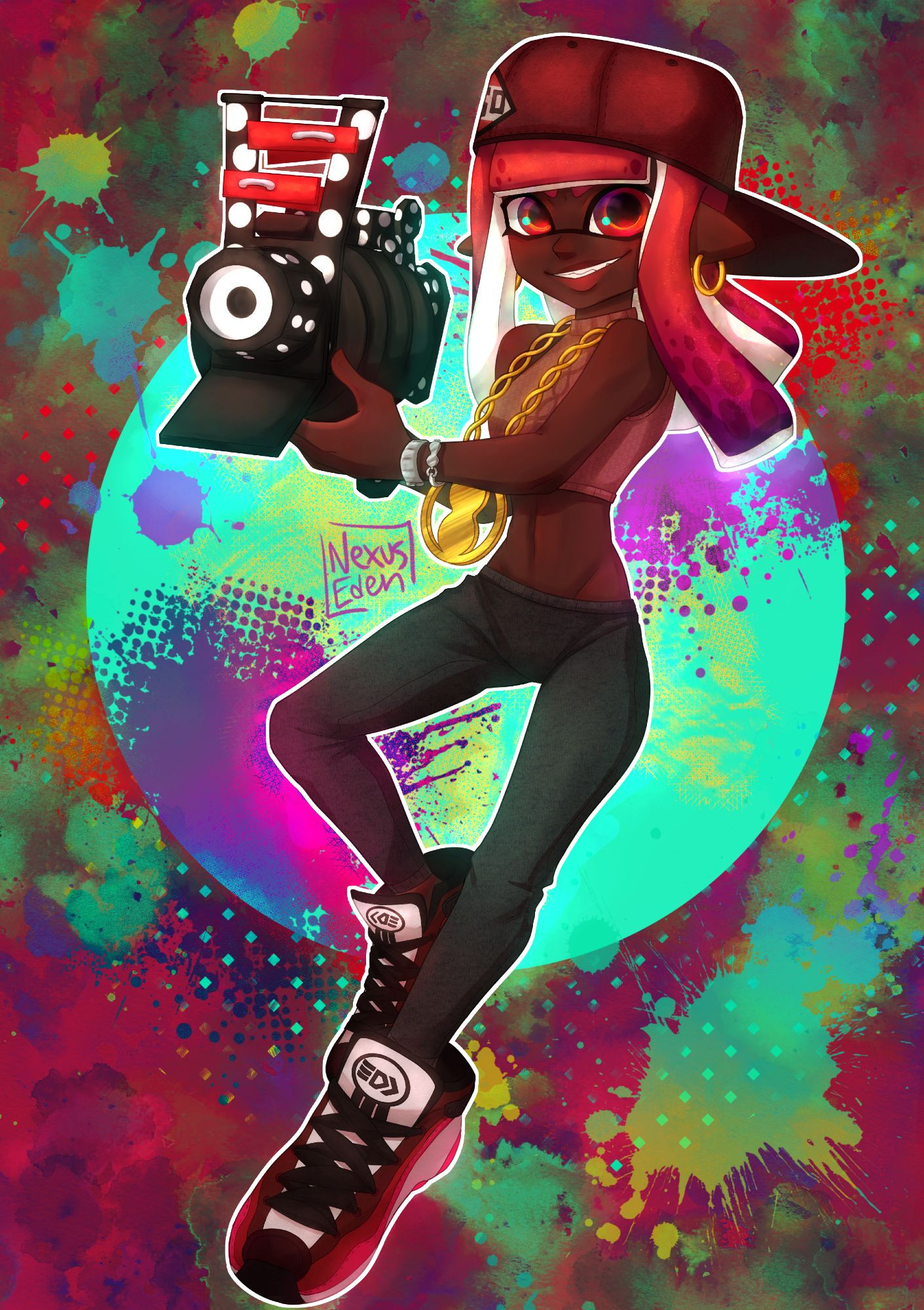 Splatoon Kofi Commission of an inkling OC owned by @Raiko893 on TwitterX.