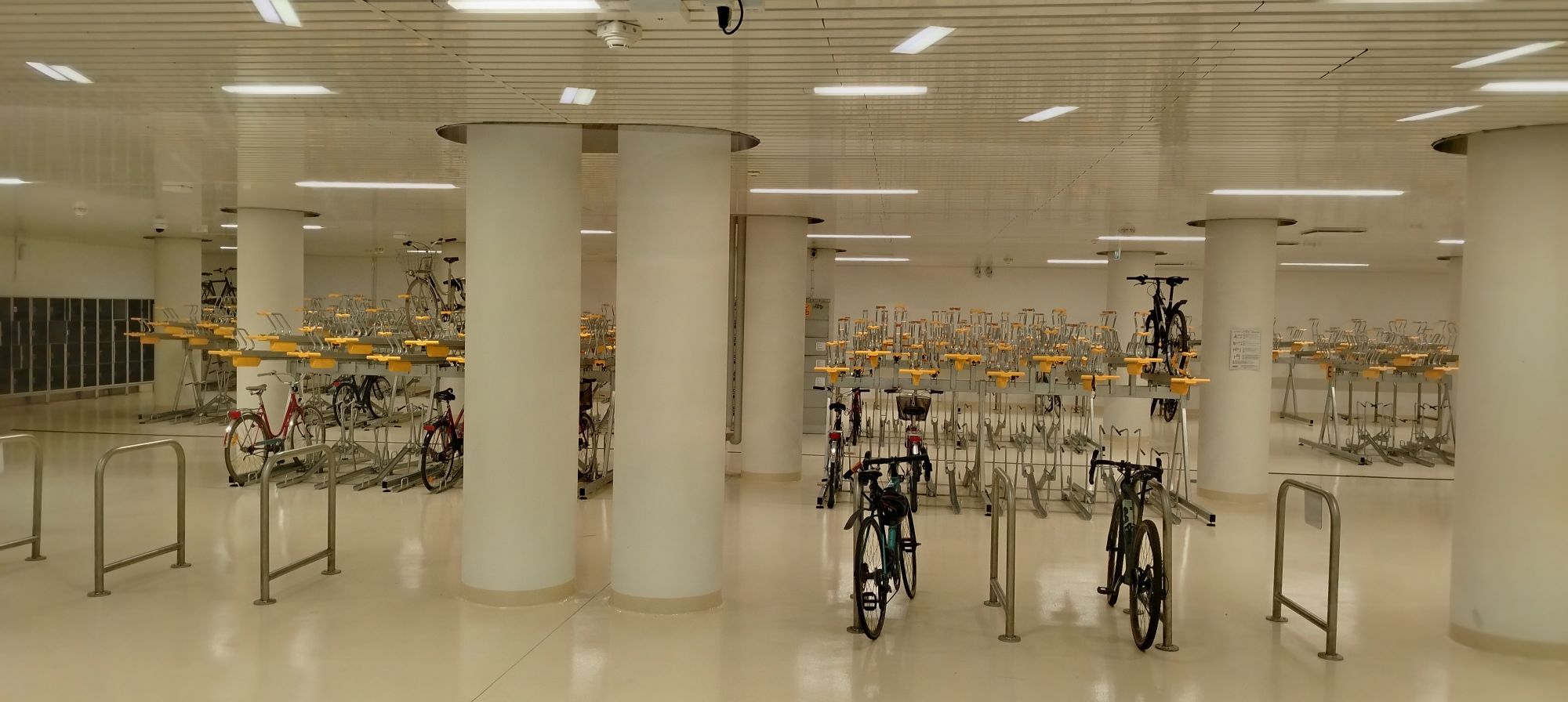 Inside the bike parking