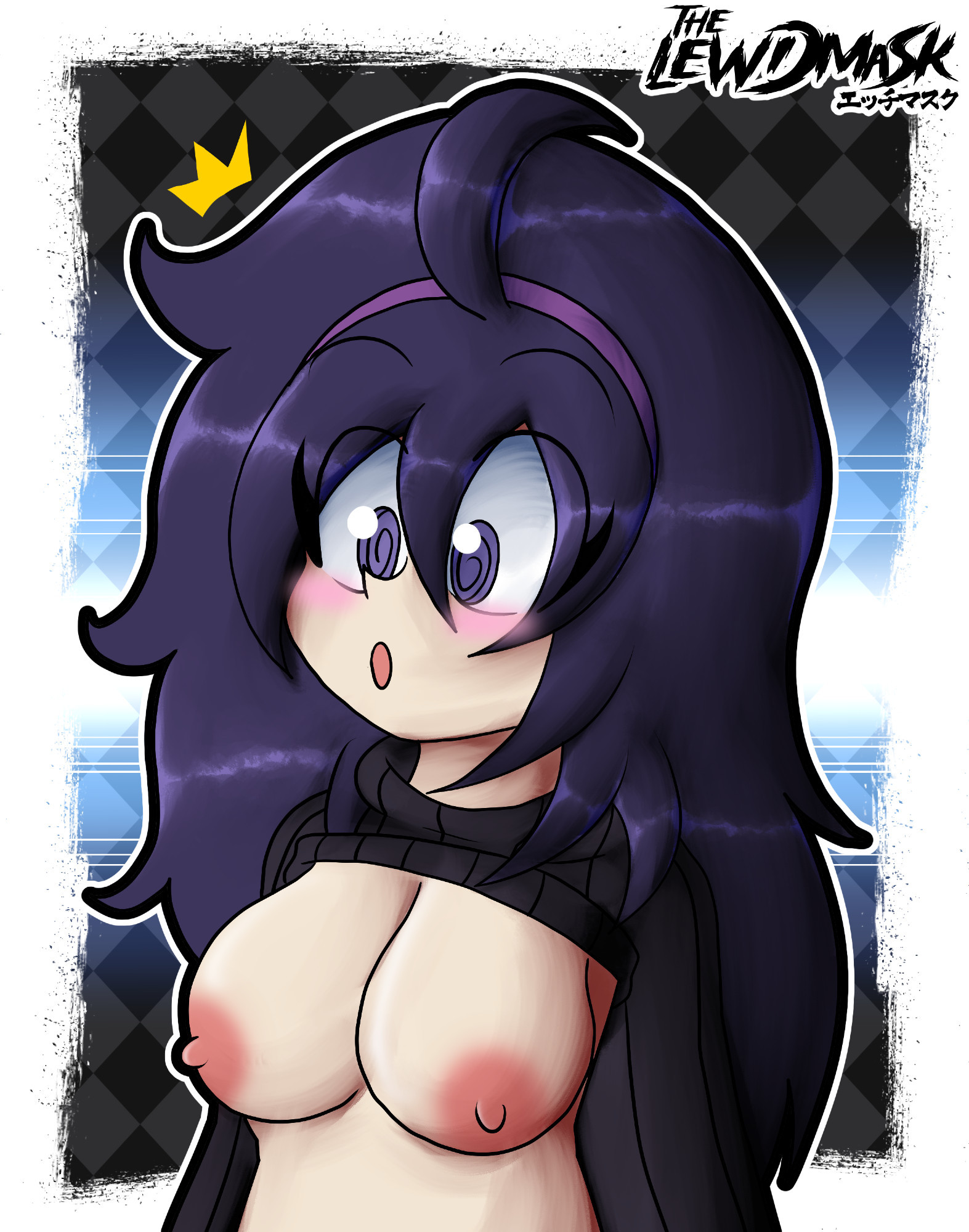 Hex Maniac from Pokemon X/Y surprised that she's showing her boobs