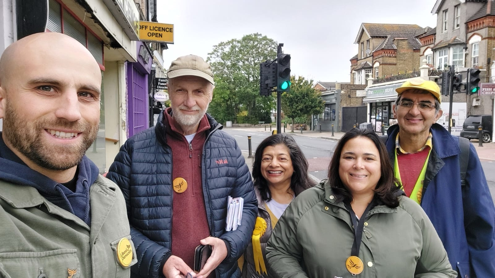 A group of Liberal Democrat activists out in Beckenham.