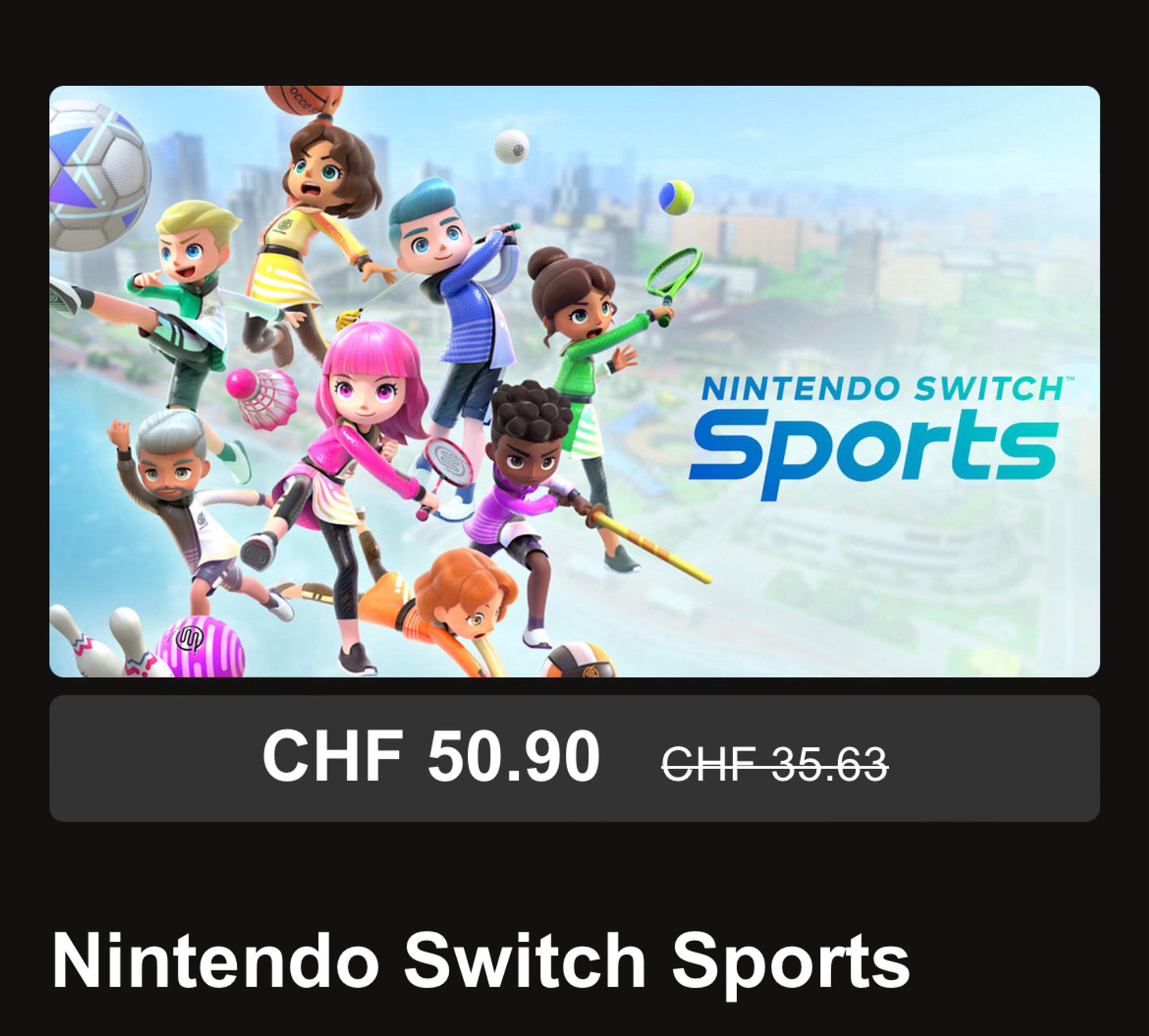 Nintendo Switch Sports sporting a 50$ sales price UP from its normal 35$