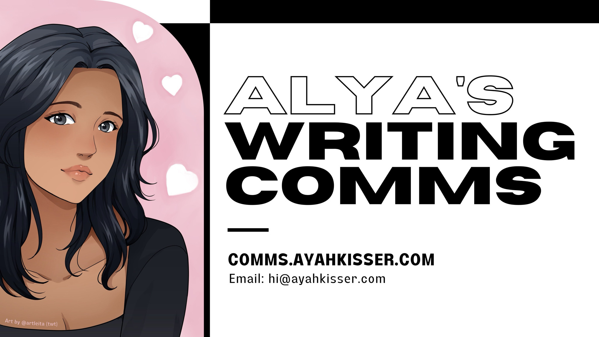 ALYA'S WRITING COMMS
comms.ayahkisser.com
Email: hi@ayahkisser.com