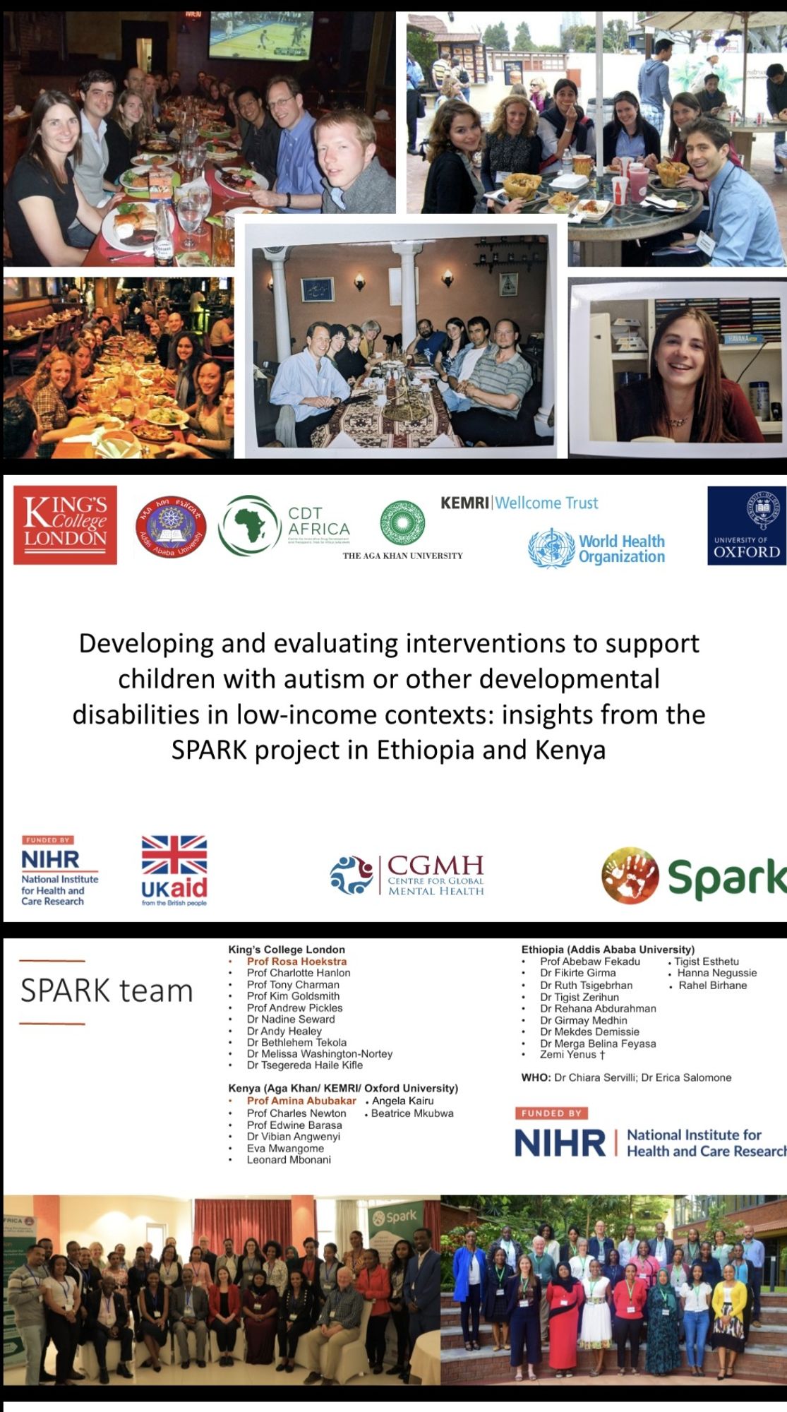 First three slides of my presentation, showing the title, research team involved, and a nostalgic slide with pictures from when I was affiliated to the autism research centre in 2002 and 2007-2012