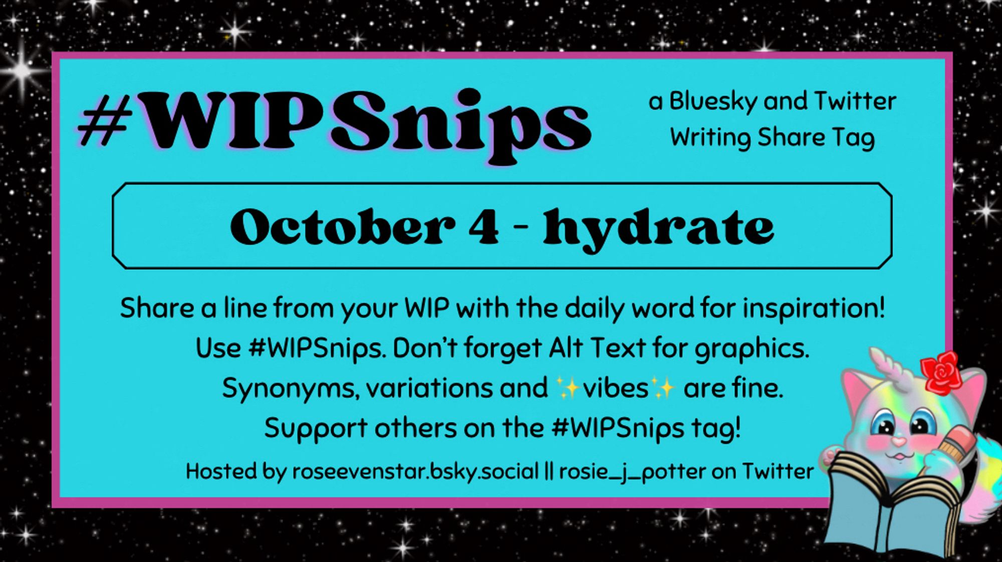 The #WIPSnips word for October 4 is “hydrate”