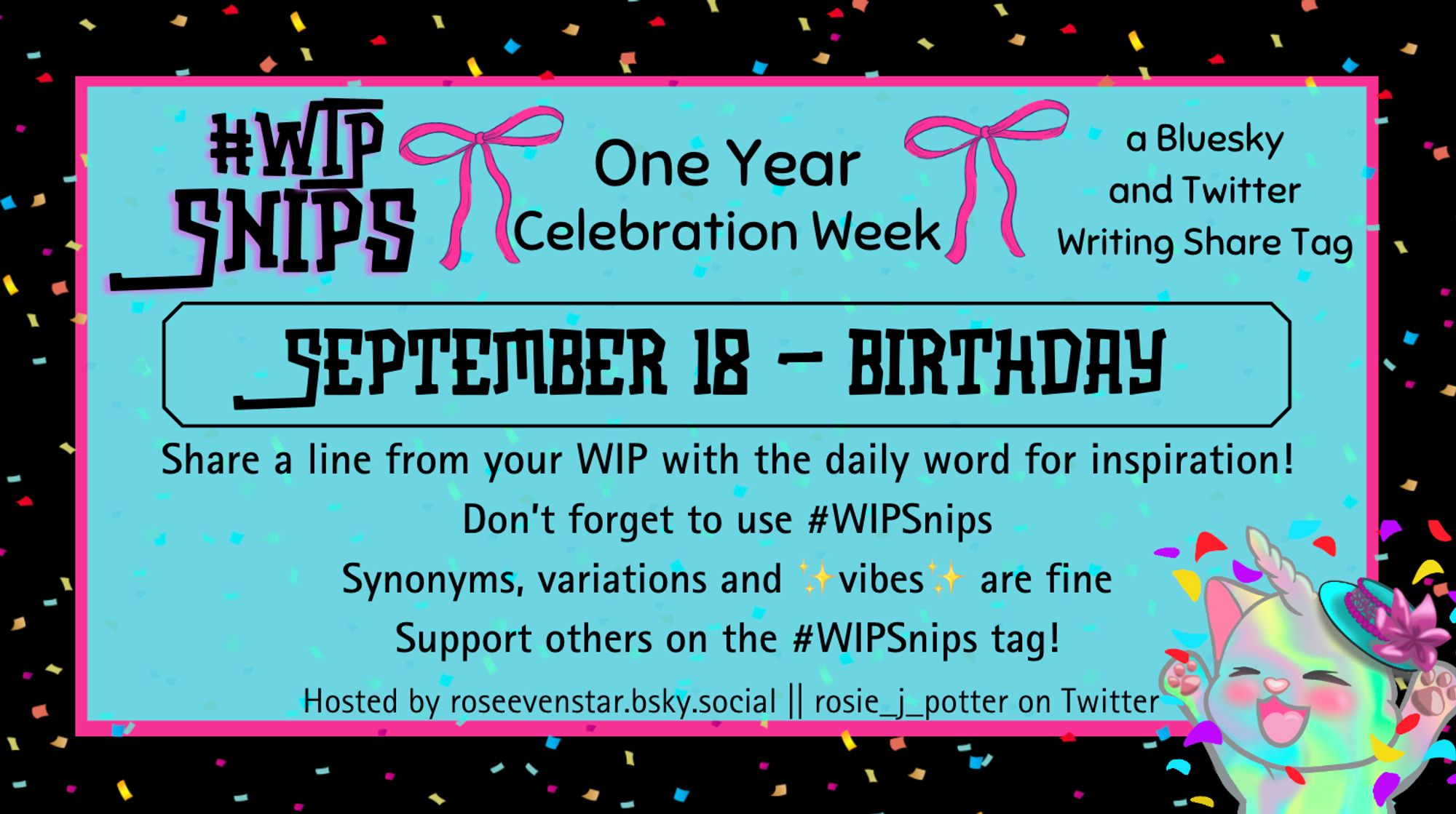 The #WIPSnips word for September 18 is "birthday"