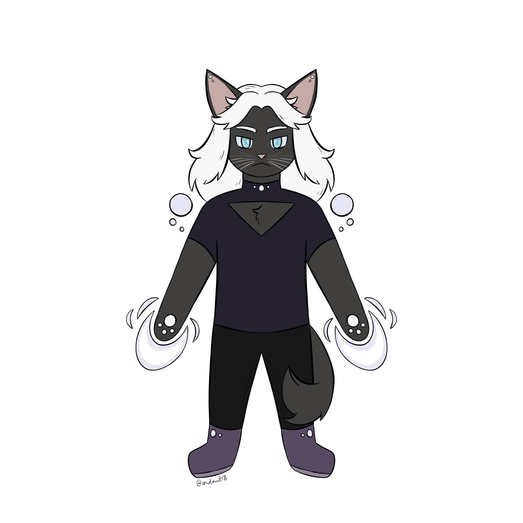 Drawing of an anthro cat warlock