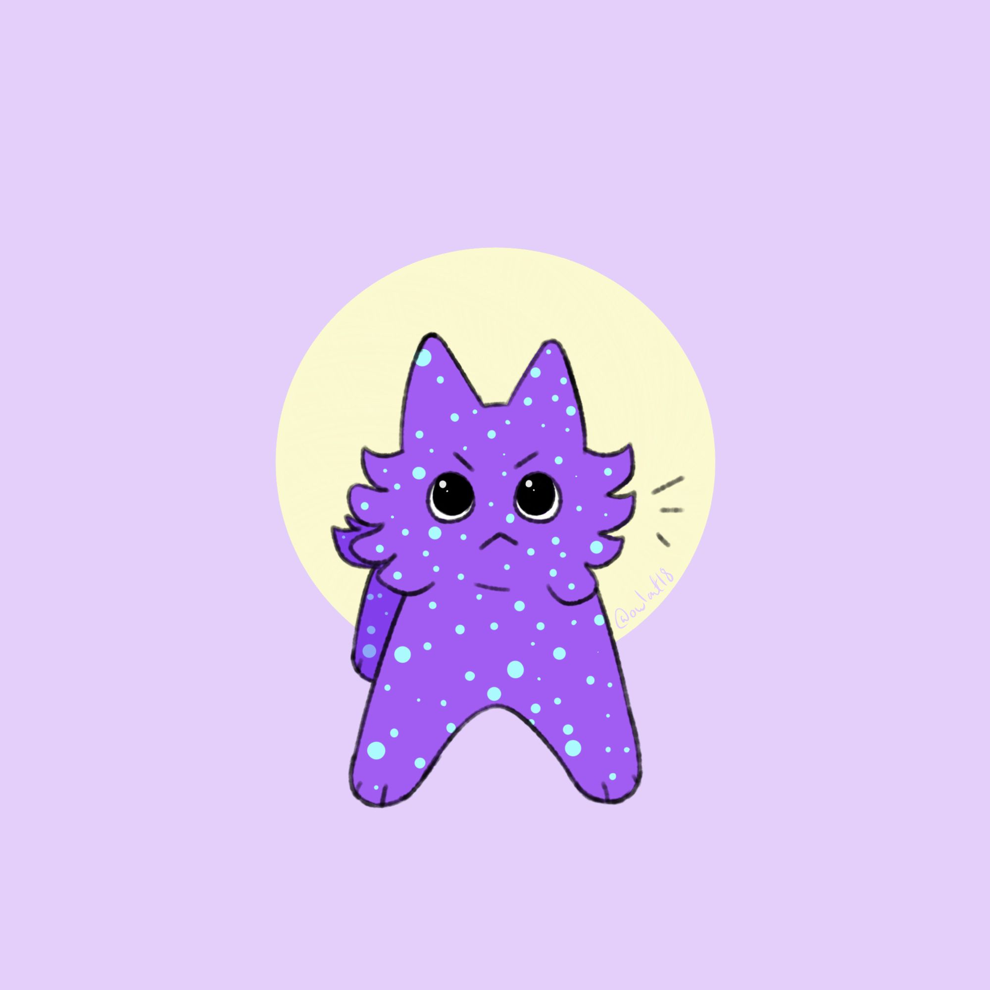 Drawing of a purple cat oc