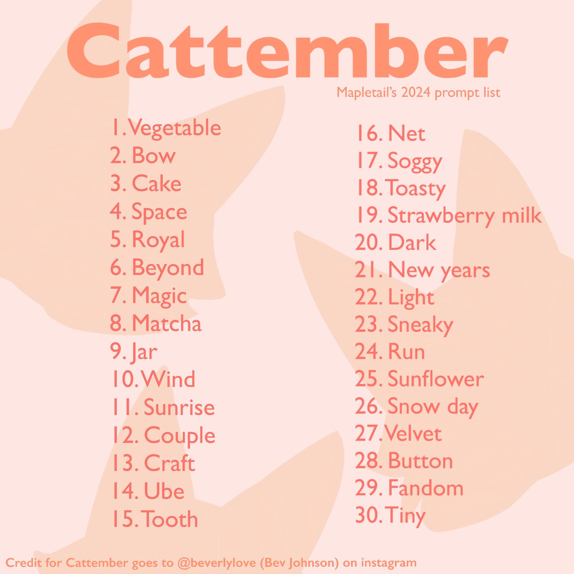 My prompt list for Cattember 2024