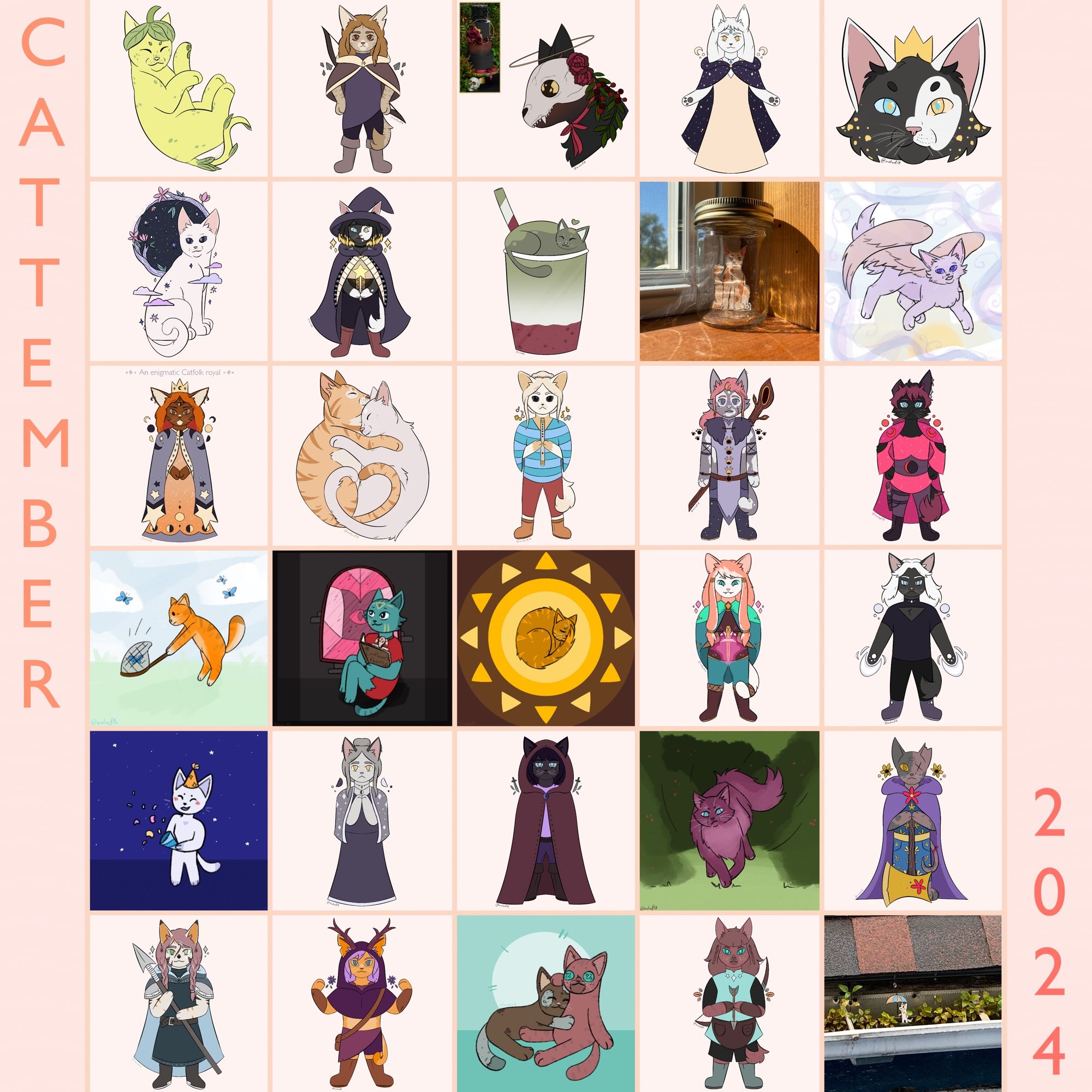 A compilation of my cattember 2024 art