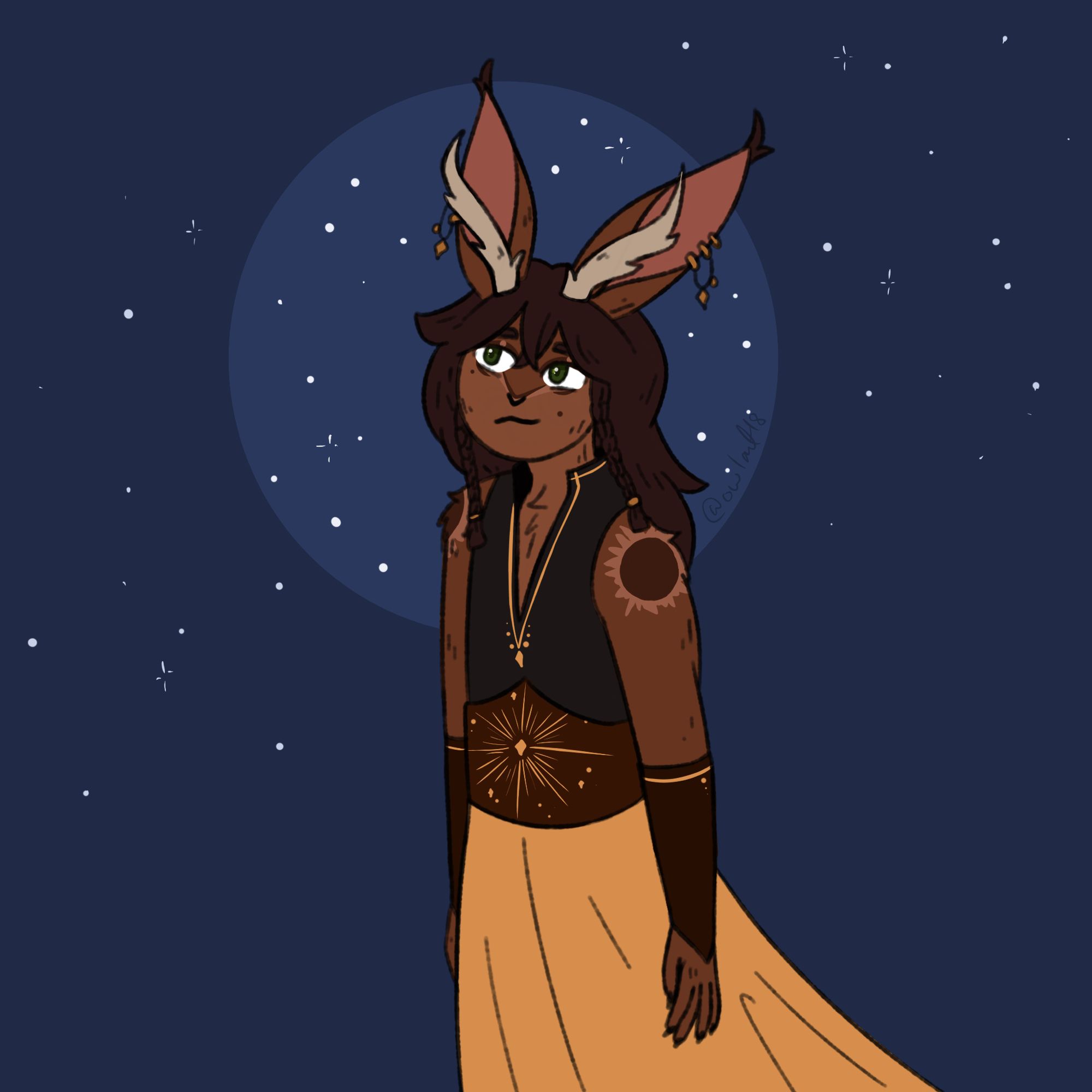 Drawing of an anthro hare oc