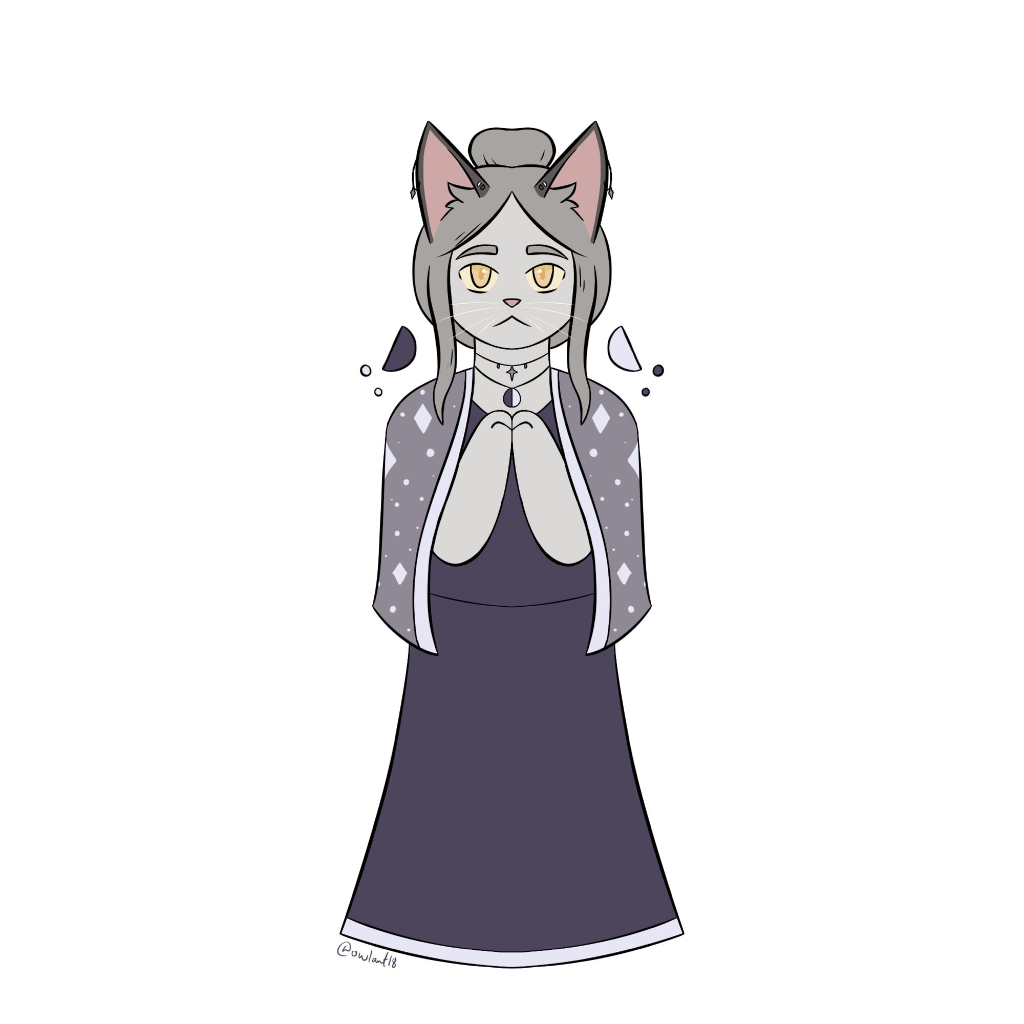 Drawing of an anthro cat cleric