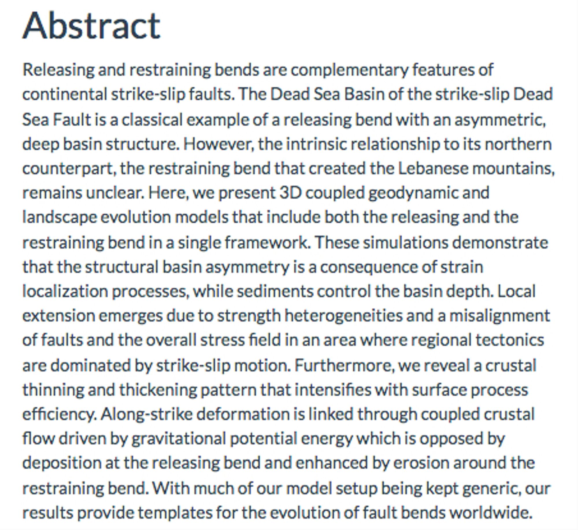 Screenshot showing the abstract of the published paper