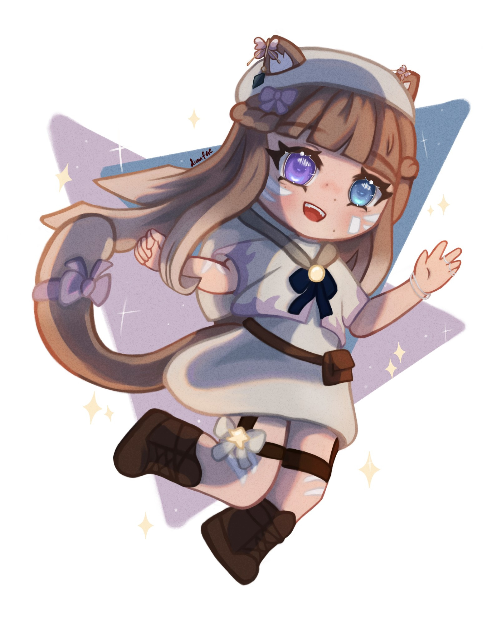 full body chibi prize for my art giveaway i hosted on bird app
character is by @/BamiChooXIV on bird app