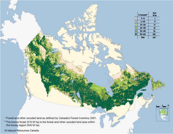 Map of Canada's boreal forest courtesy of Natural Resources Canada