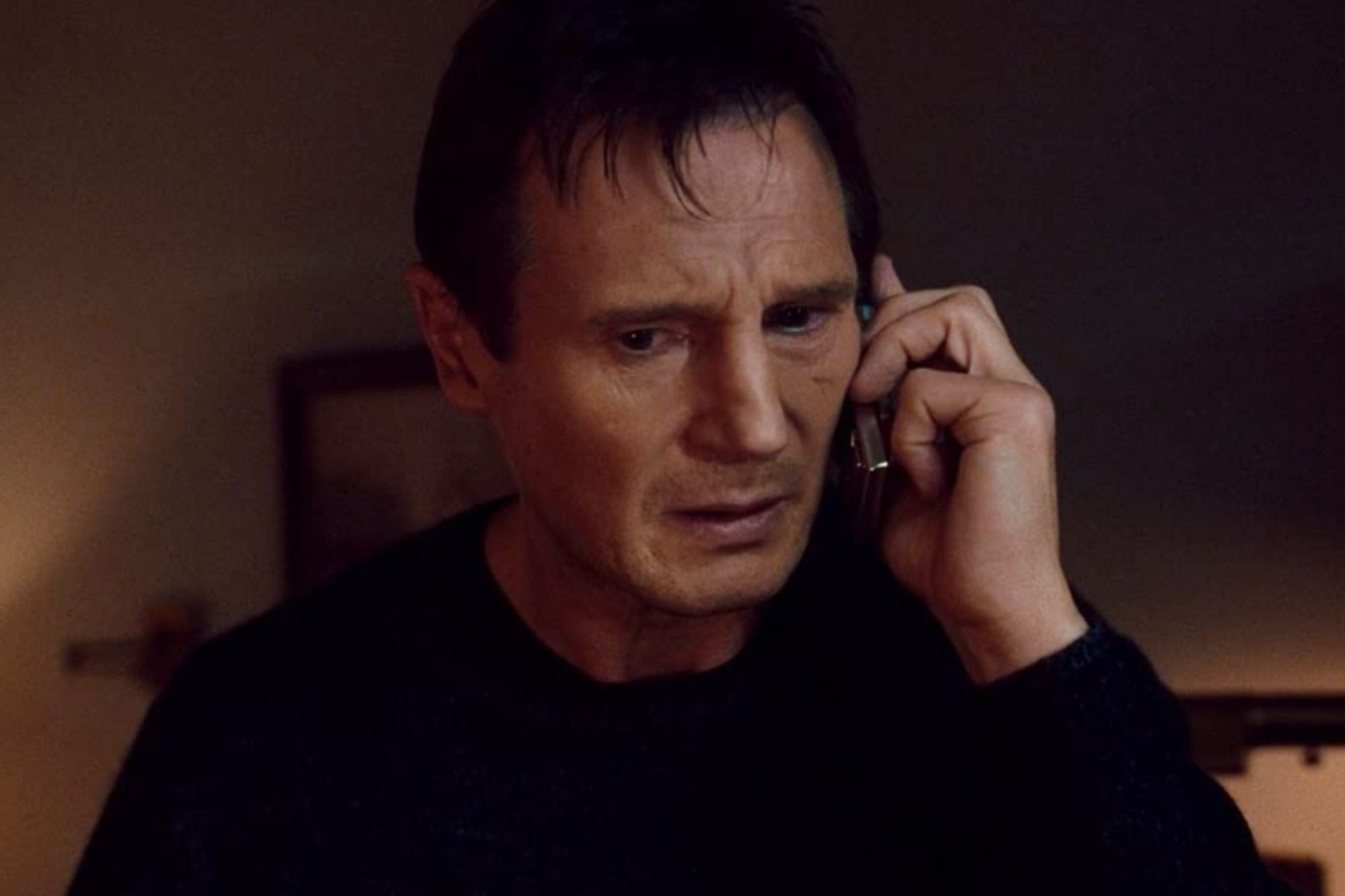 Liam Neeson from Taken on the phone.