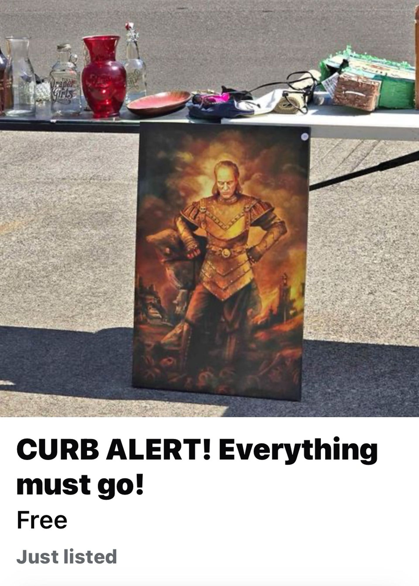 Picture of the Vigo the Carpathian painting from Ghostbusters 2 listed as free on Facebook Marketplace.