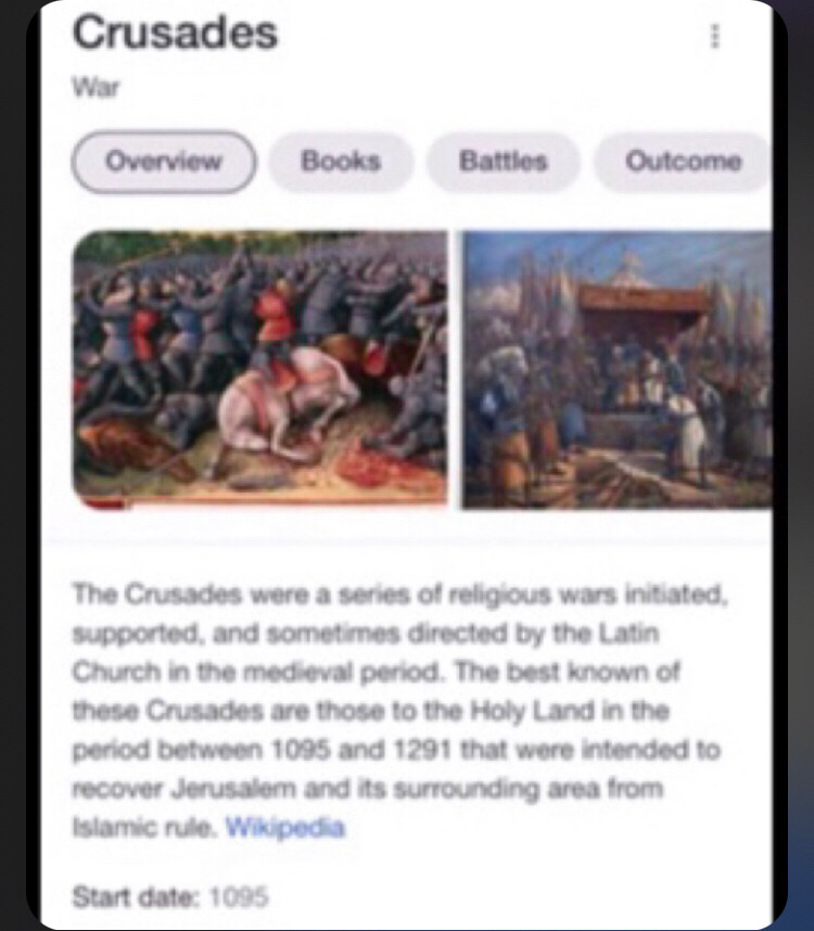 wiki short on the crusades which they allege ended in 1291