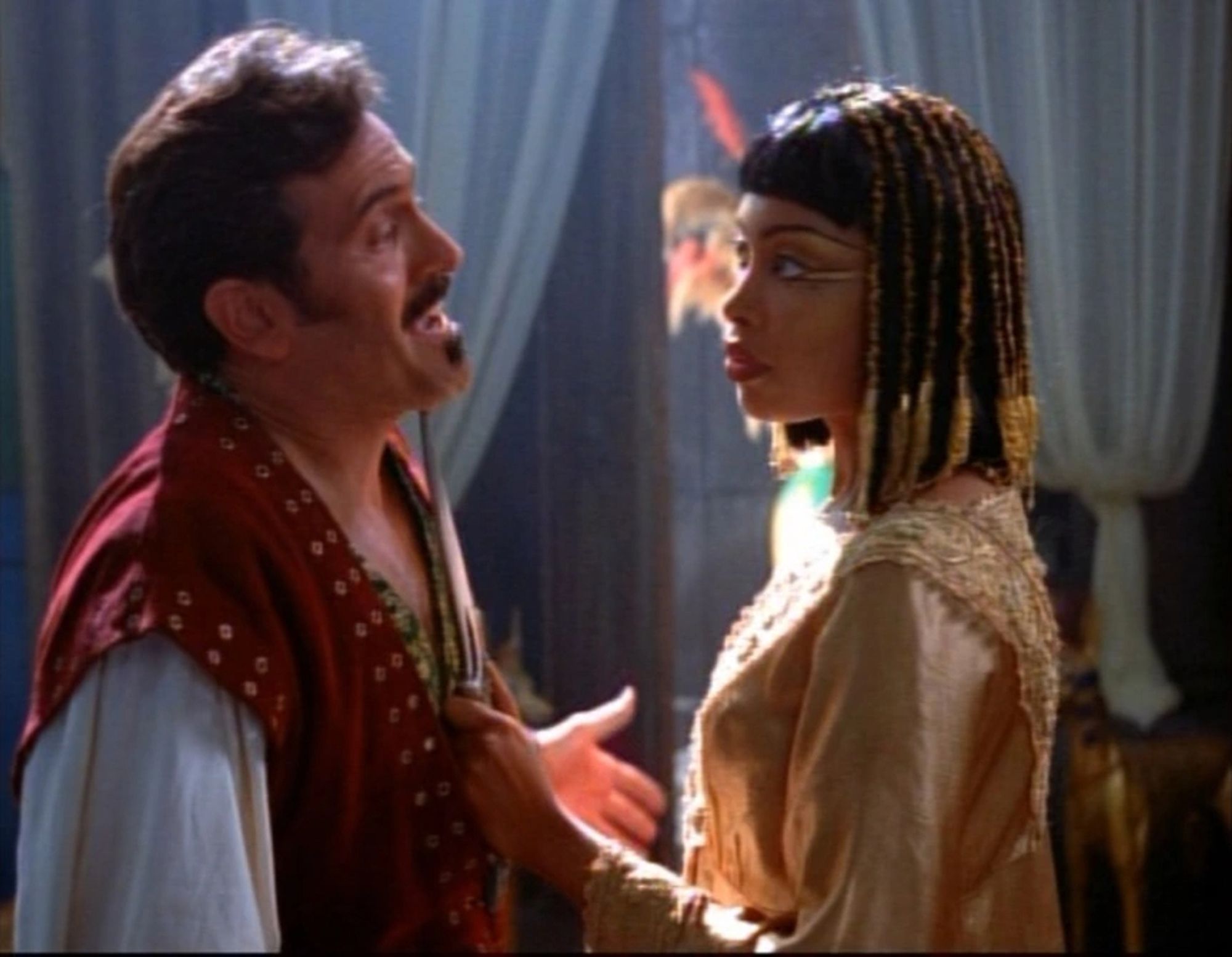 Bruce Campbell and Gina Torres in an episode of Xena: Warrior Princess.