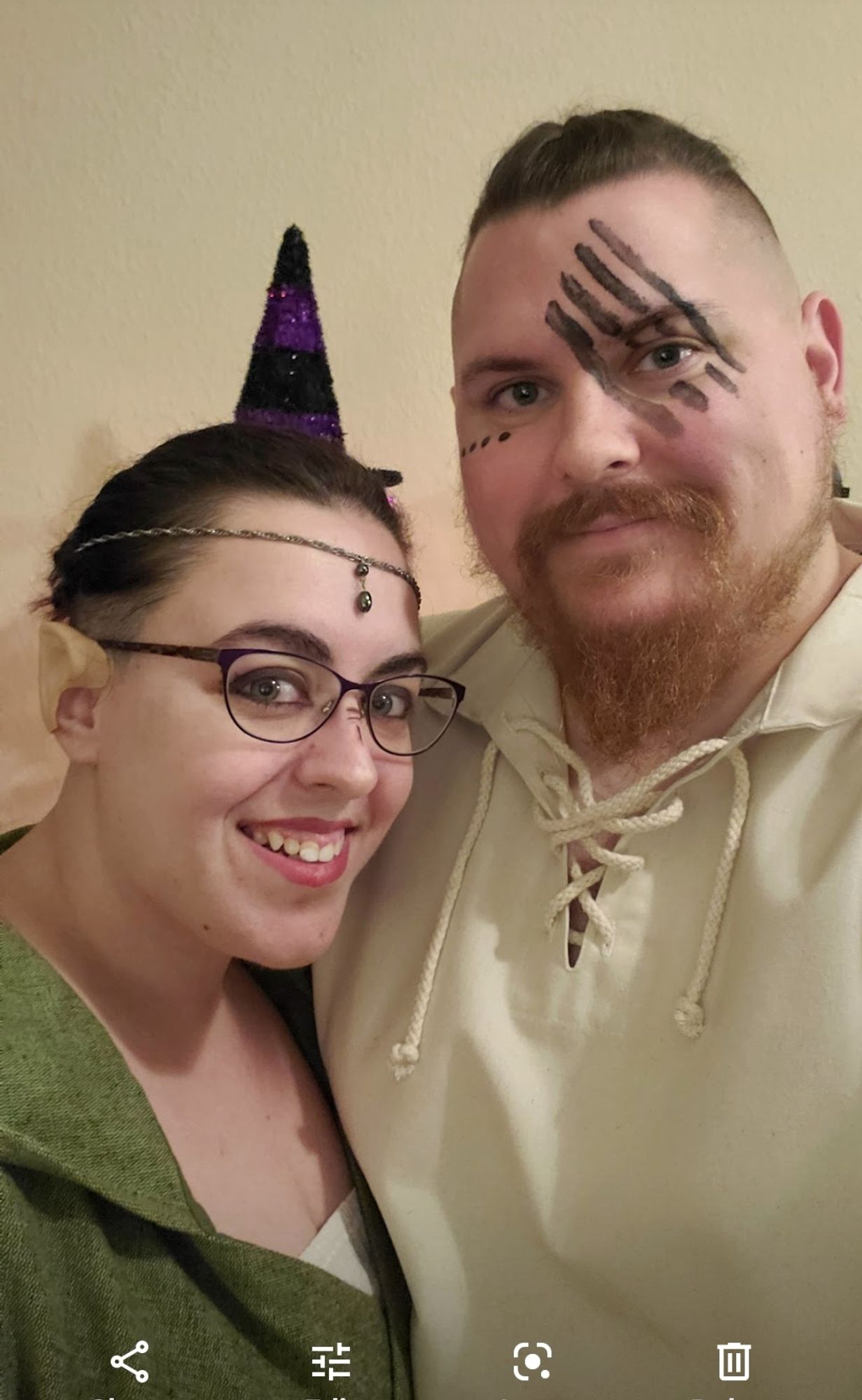 Me as an elf for Halloween 2020 and Grimm as a viking