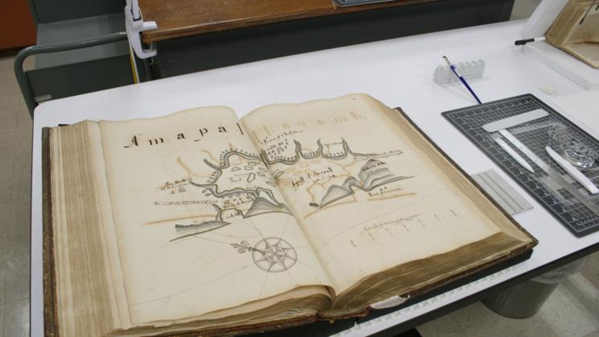 Image of a  book that our conservator was working on when the blog post was created.