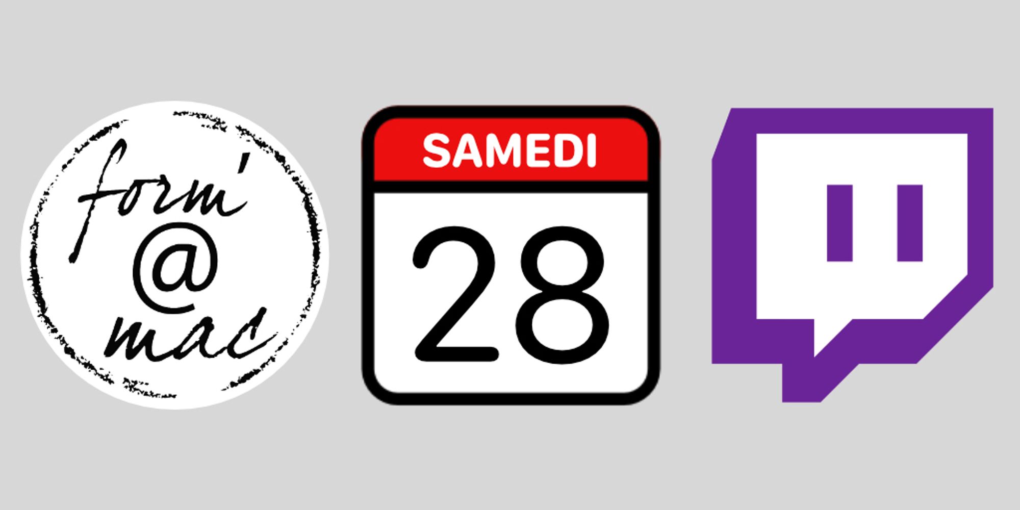 Logos formamac et Twitch

Stream du samedi 28 septembre 2024 sur https://www.twitch.tv/formamac