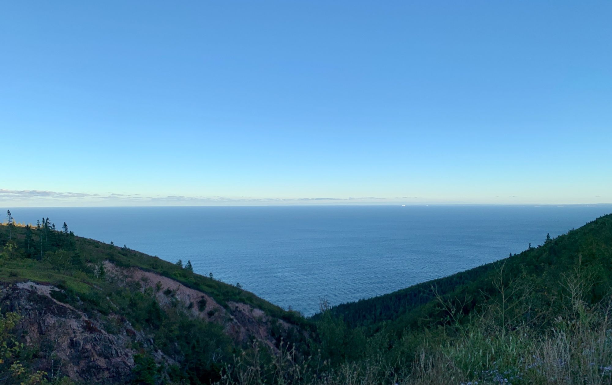 Can you see the two cruise ships from another view from The Cabot Trail on Cape Breton Island?