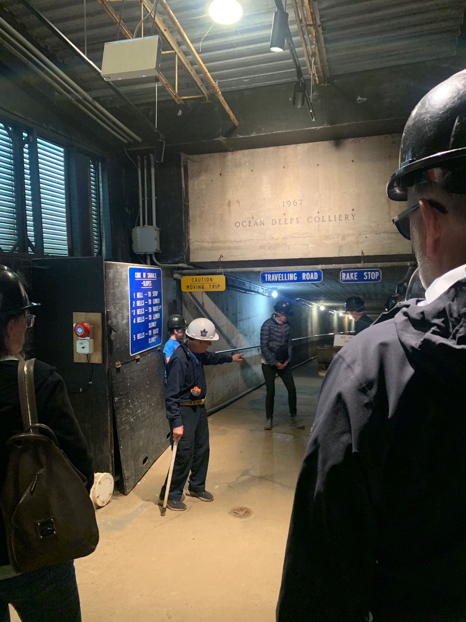 Our guide, Eric Spencer, at the Cape Breton Miners Museum (a Toronto Maple Leafs fan, check out his helmet!) starting us on the mine tour. He was fantastic!