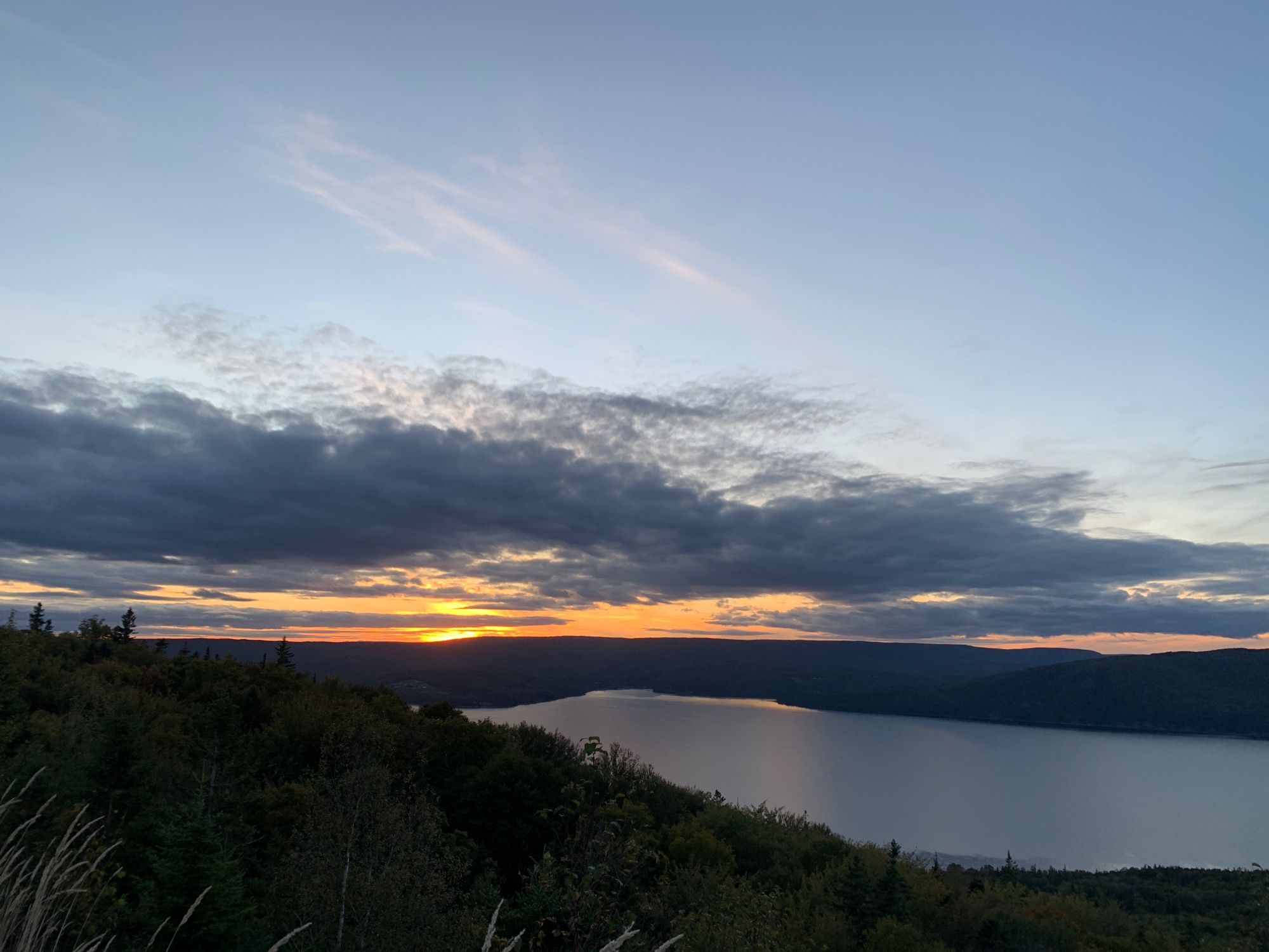 Tonight’s sunset from Bras D’Or Overlook on The Cabot Trail on Cape Breton Island.