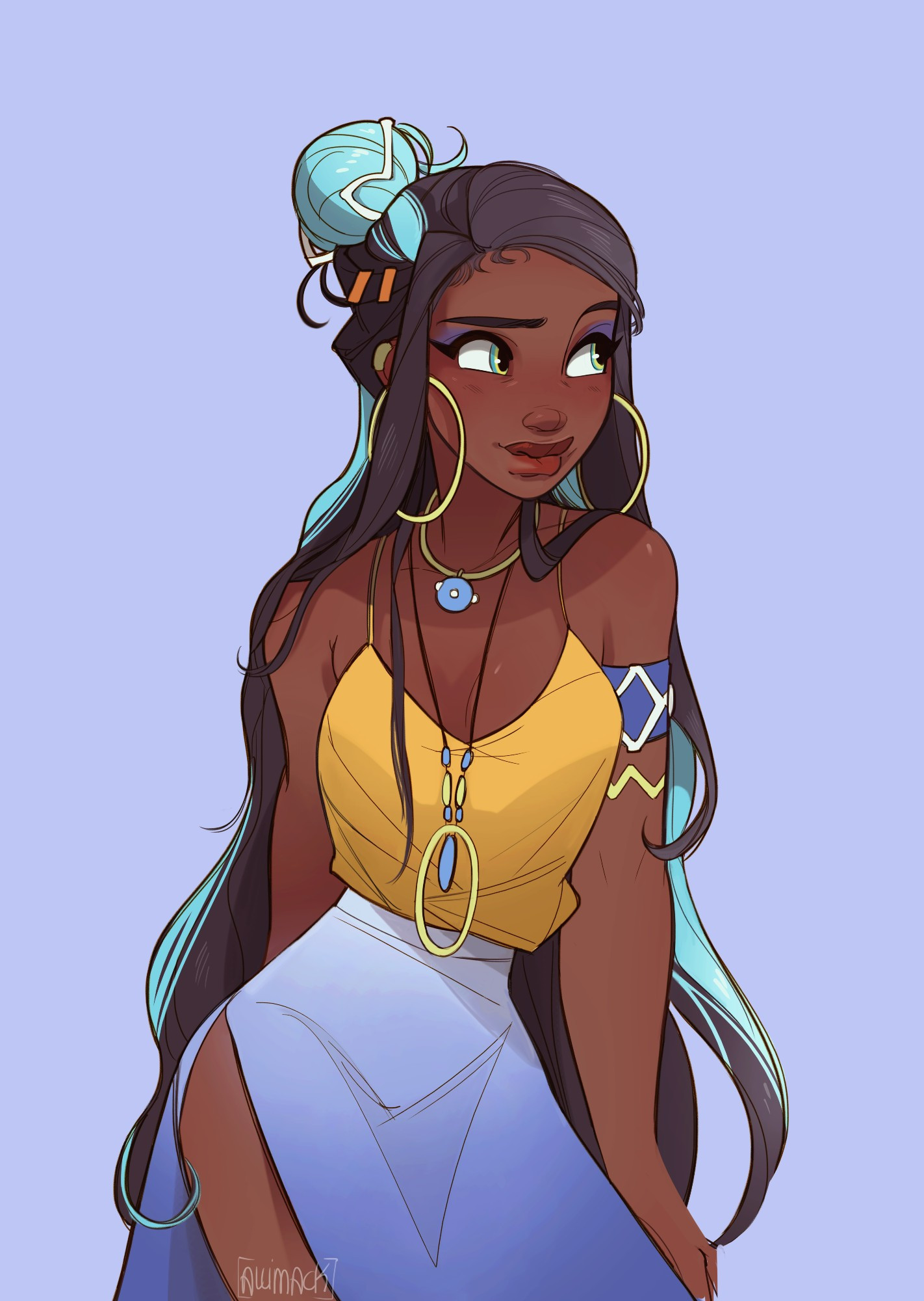 Gym leader Nessa pictured in an original outfit- something light and casual. Perhaps it is her day off.